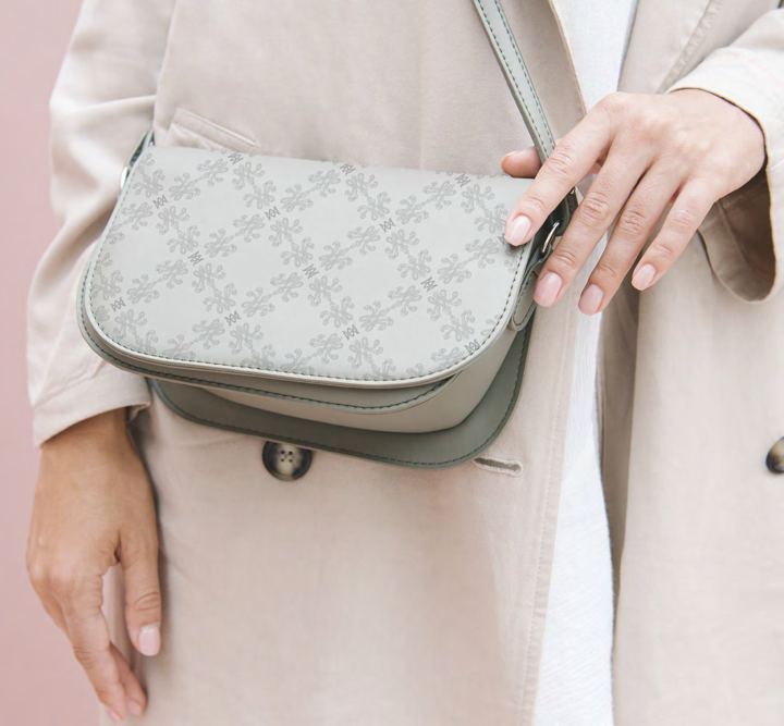 Grey patterned crossbody bag