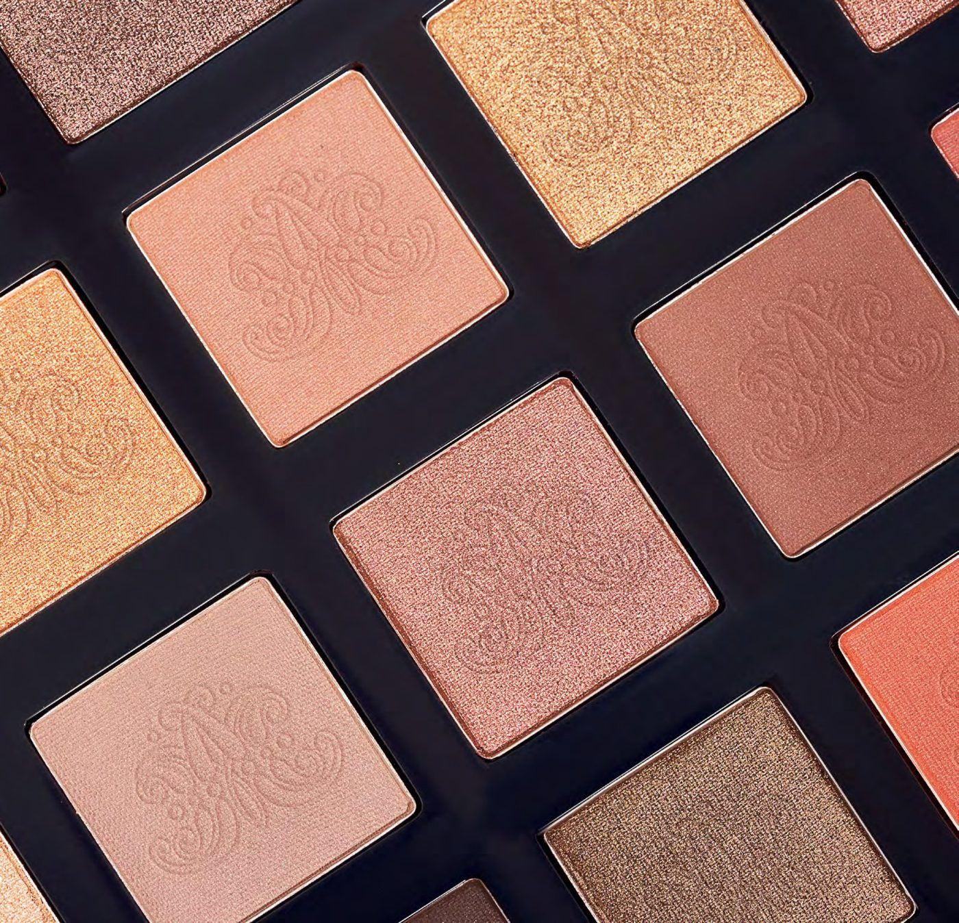 A Marie-Antoinette eyeshadow palette with the monogram embossed in every shade