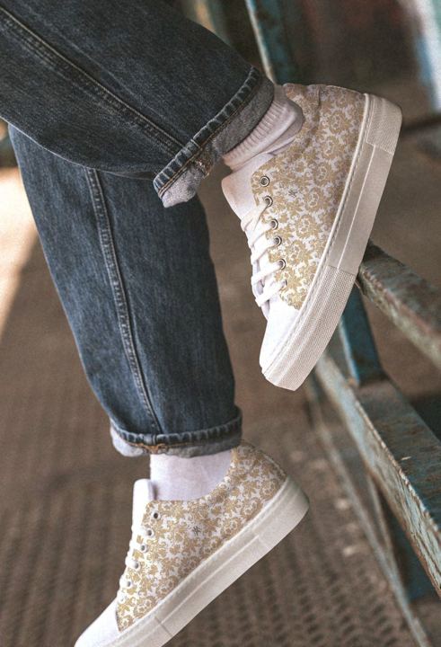 Gold patterned sneakers